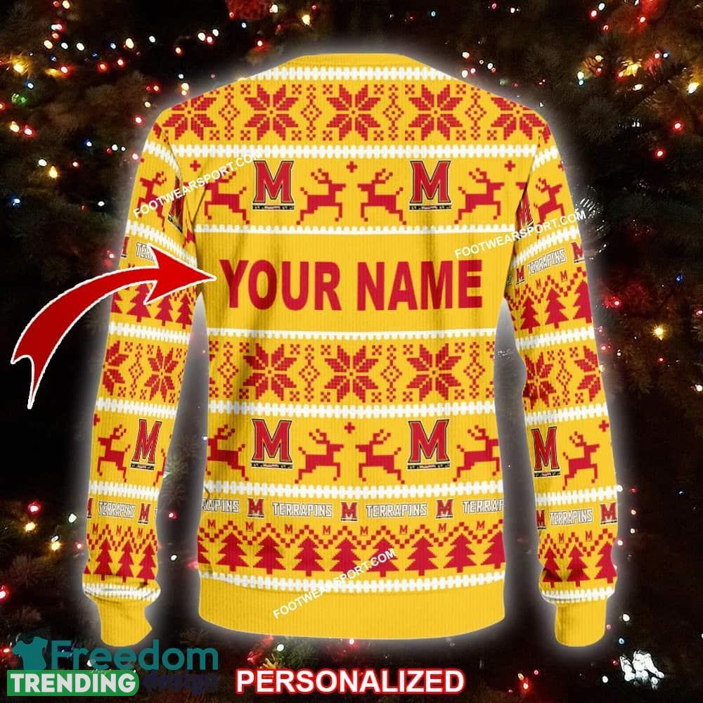 Custom Name NEW Garland Maryland Terrapins Ugly Christmas 3D Sweater Gift For Men And Women 3D Sweater Custom Name NEW Garland Maryland Terrapins Ugly Christmas 3D Sweater Gift For Men And Women 3D Sweater
