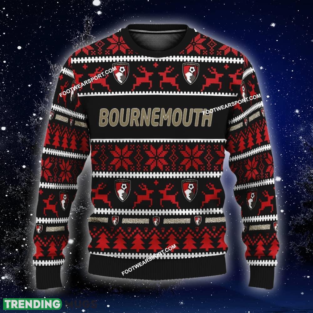 Custom Name NEW Needle AFC Bournemouth Knitted Christmas Sweater AOP Gift For Men And Women - EPL AFC Bournemouth Ugly Christmas Sweater For Men And Women Photo 1 Custom Name NEW Needle AFC Bournemouth Knitted Christmas Sweater AOP Gift For Men And Women - EPL AFC Bournemouth Ugly Christmas Sweater For Men And Women Photo 1