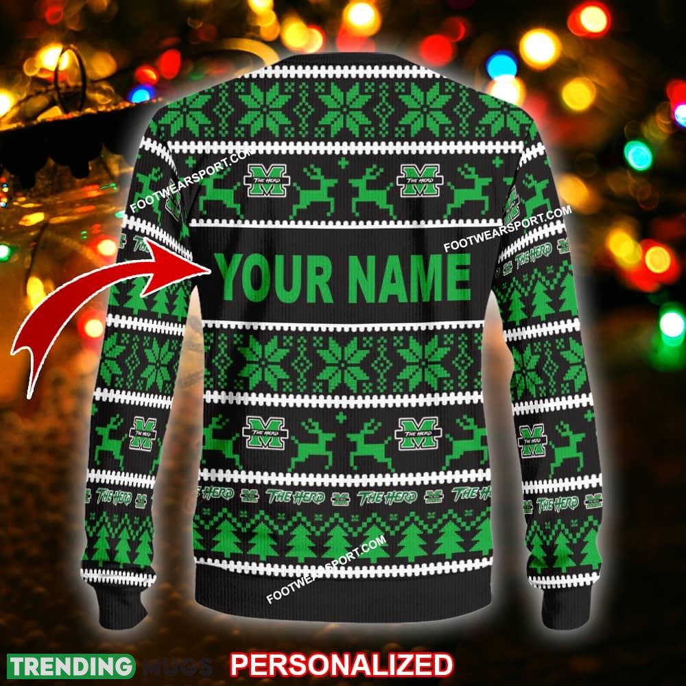 Custom Name NEW Ornaments Marshall Thundering Herd Knitted Xmas Sweater AOP Gift For Men And Women 3D Sweater Custom Name NEW Ornaments Marshall Thundering Herd Knitted Xmas Sweater AOP Gift For Men And Women 3D Sweater