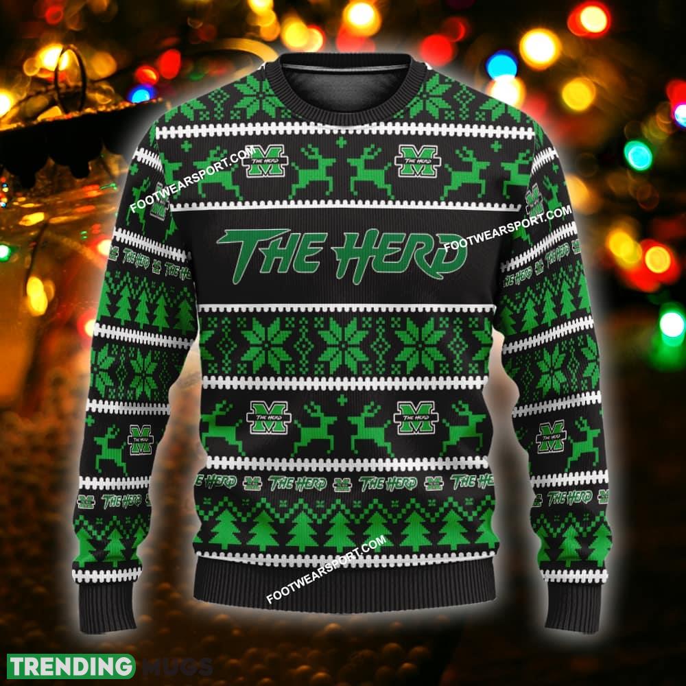 Custom Name NEW Ornaments Marshall Thundering Herd Knitted Xmas Sweater AOP Gift For Men And Women - NCAA Marshall Thundering Herd Ugly Christmas Sweater For Men And Women Photo 1 Custom Name NEW Ornaments Marshall Thundering Herd Knitted Xmas Sweater AOP Gift For Men And Women - NCAA Marshall Thundering Herd Ugly Christmas Sweater For Men And Women Photo 1