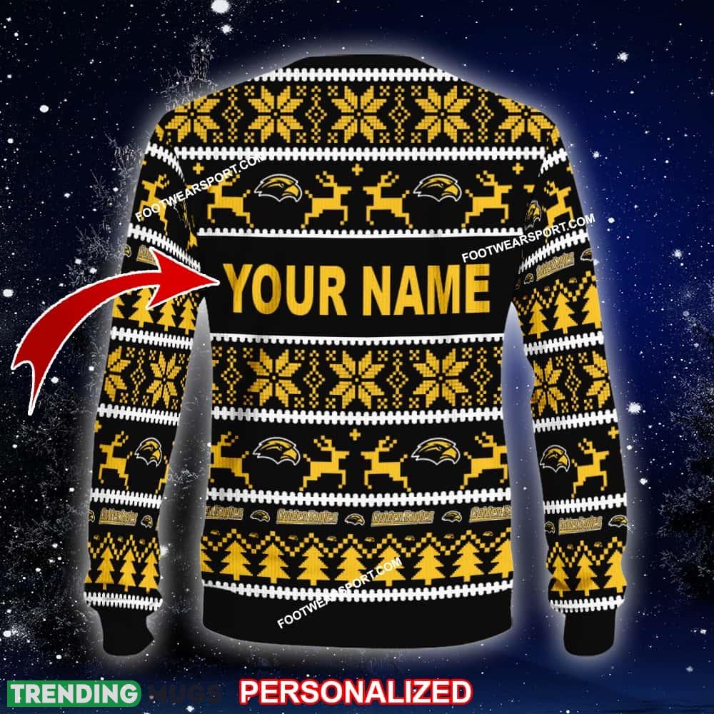 Custom Name NEW Poinsettia Southern Miss Golden Eagles Ugly Christmas 3D Sweater Gift For Adult 3D Sweater Custom Name NEW Poinsettia Southern Miss Golden Eagles Ugly Christmas 3D Sweater Gift For Adult 3D Sweater