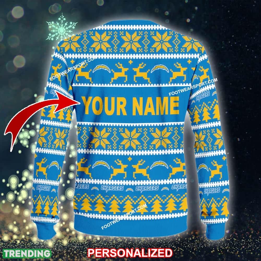 Custom Name NEW Red Los Angeles Chargers Ugly Christmas Sweater Gift Holidays 3D Sweater Custom Name NEW Red Los Angeles Chargers Ugly Christmas Sweater Gift Holidays 3D Sweater