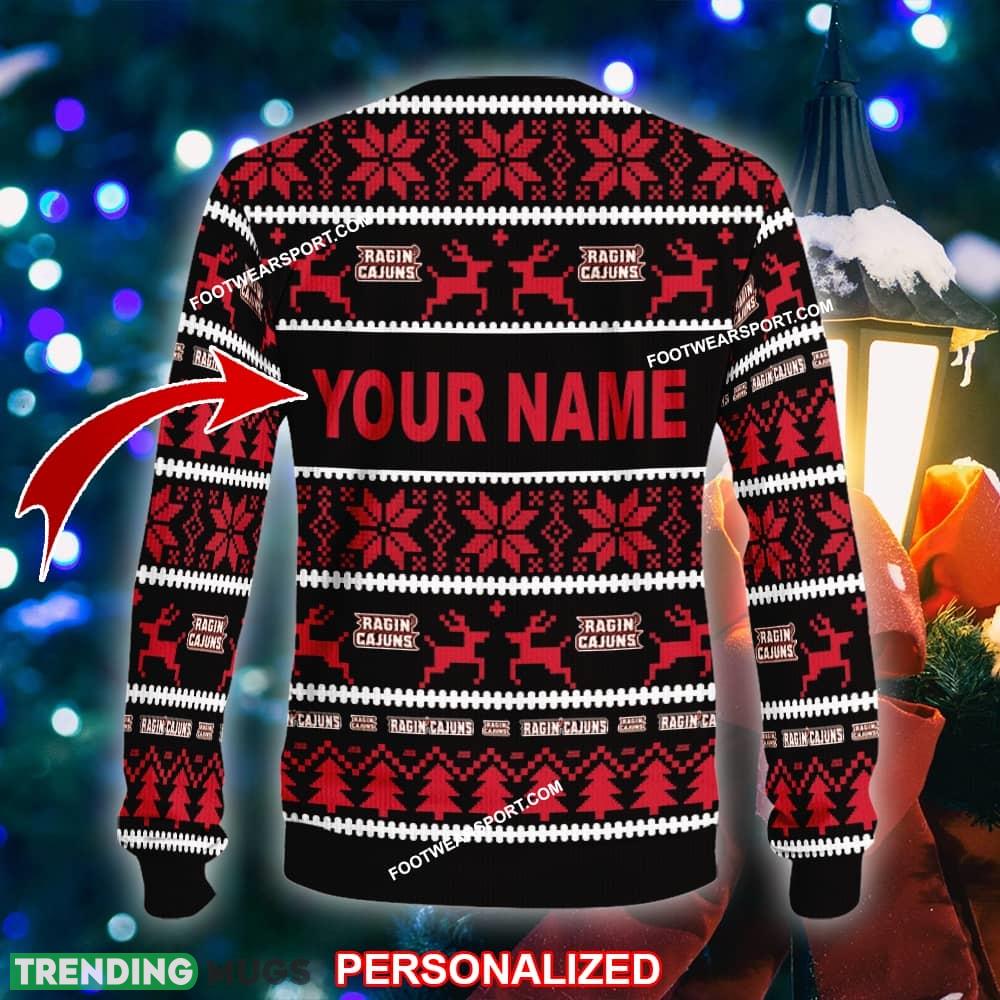 Custom Name NEW Rejoice Louisiana Ragin Cajuns Ugly Christmas Sweater Gift For Men And Women 3D Sweater Custom Name NEW Rejoice Louisiana Ragin Cajuns Ugly Christmas Sweater Gift For Men And Women 3D Sweater