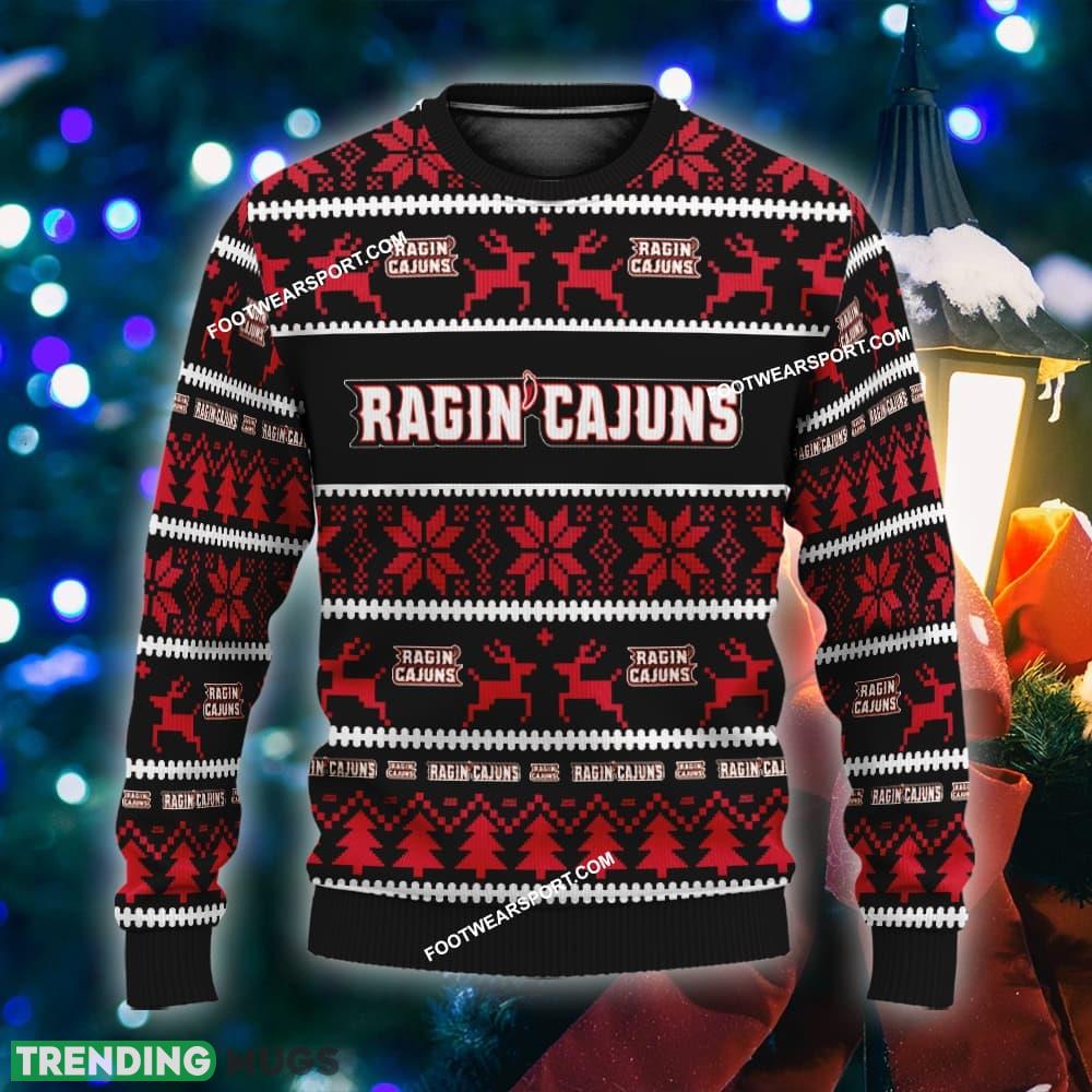 Custom Name NEW Rejoice Louisiana Ragin Cajuns Ugly Christmas Sweater Gift For Men And Women - NCAA Louisiana Ragin Cajuns Ugly Christmas Sweater For Men And Women Photo 1 Custom Name NEW Rejoice Louisiana Ragin Cajuns Ugly Christmas Sweater Gift For Men And Women - NCAA Louisiana Ragin Cajuns Ugly Christmas Sweater For Men And Women Photo 1