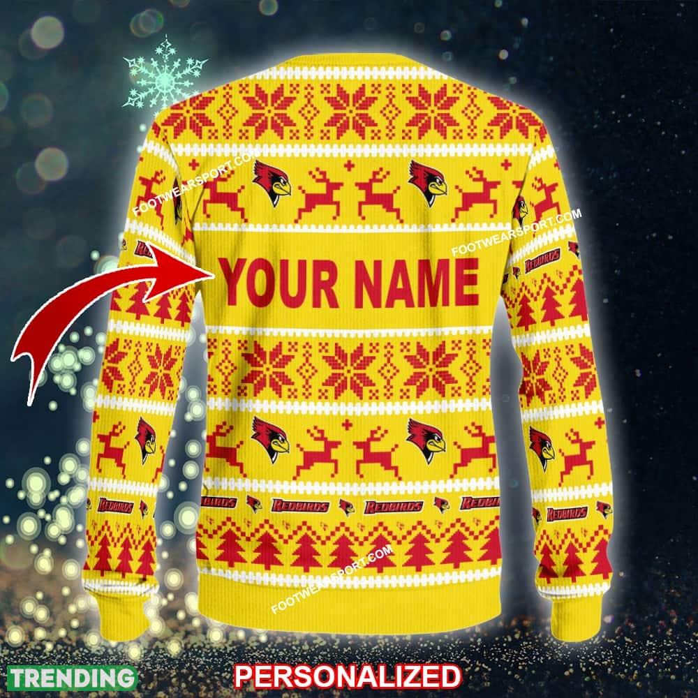 Custom Name NEW Stylish Illinois State Redbirds Knitted Christmas Sweater AOP Gift For Men And Women 3D Sweater Custom Name NEW Stylish Illinois State Redbirds Knitted Christmas Sweater AOP Gift For Men And Women 3D Sweater