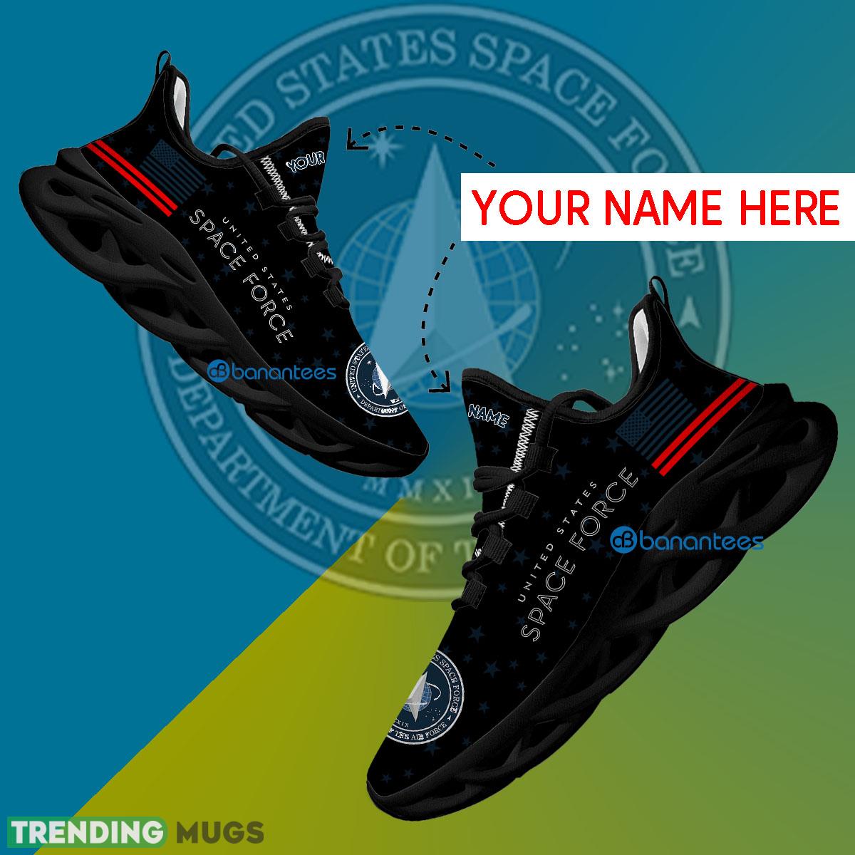 US Space Force Running Sneaker Represent Custom Name Gift Max Soul Shoes USA Flag Star New For Fans - US Space Force Running Shoes New Trending Personalized Photo 1