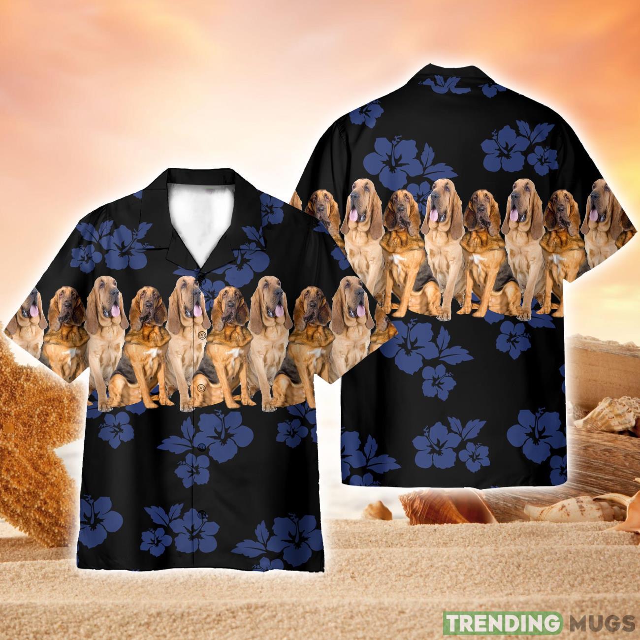 Awesome Bloodhound Funny Button's Up Shirts  Full Printed Hawaiian Shirt Beach Shirt Product Photo 1