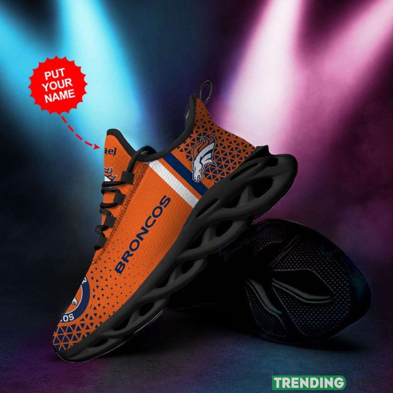 Denver Broncos Custom Name Personalized Max Soul Sneakers Running Full Printed Sports Running Shoes Product Photo 1 Denver Broncos Custom Name Personalized Max Soul Sneakers Running Full Printed Sports Running Shoes Product Photo 1