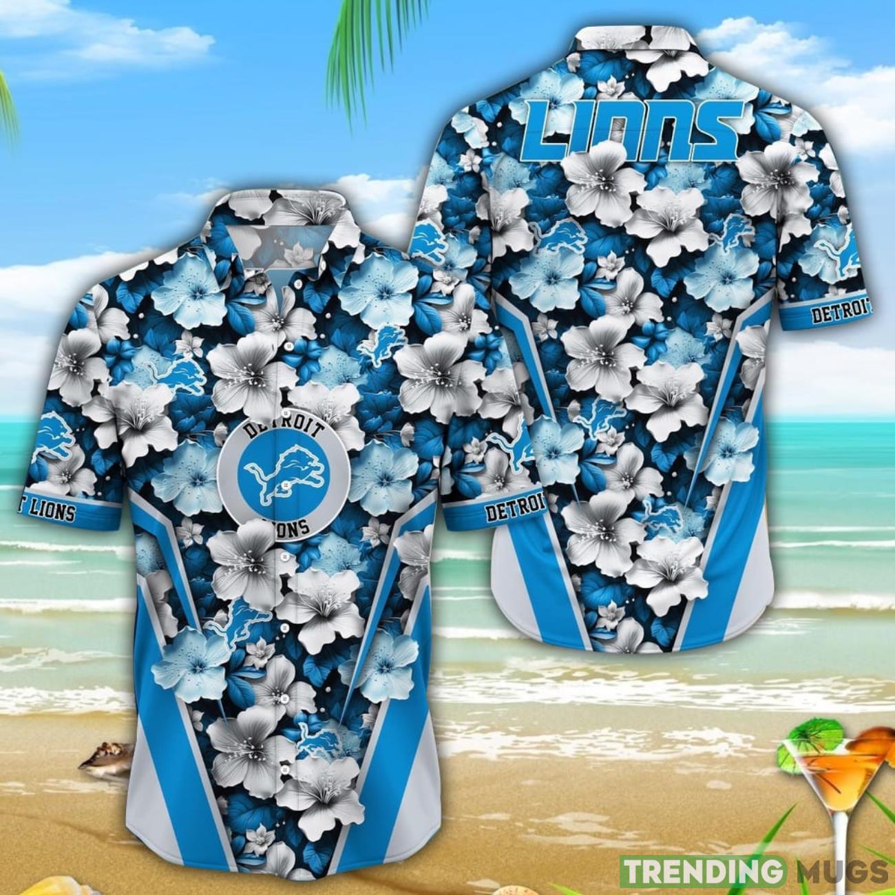 Detroit Lions 3D Hawaiian Shirt Flower Tropical Beach Gift Product Photo 1