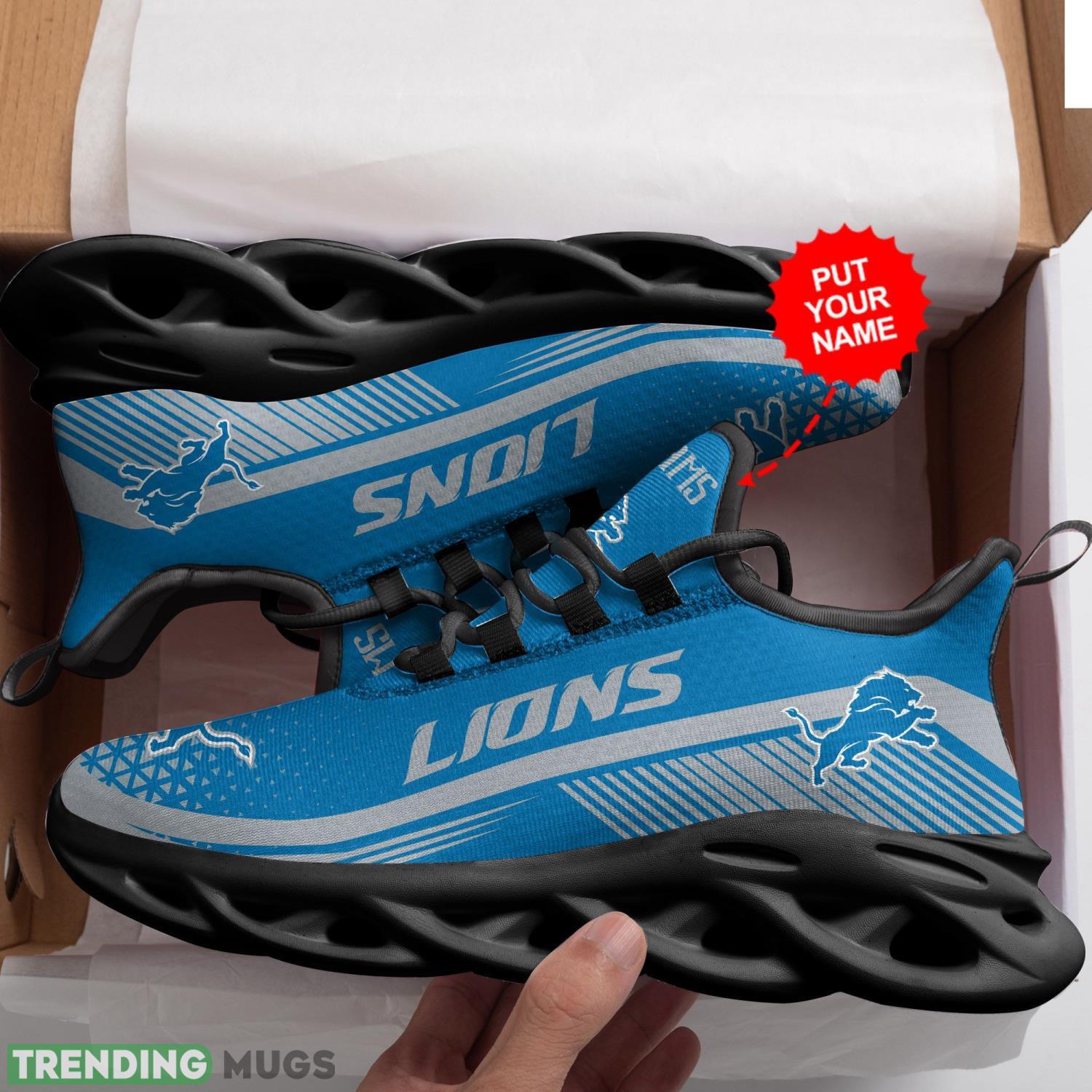 Detroit Lions Custom Personalized Max Soul Sneakers Comfortable Men Women Shoes Max Soul Detroit Lions Custom Personalized Max Soul Sneakers Comfortable Men Women Shoes Max Soul