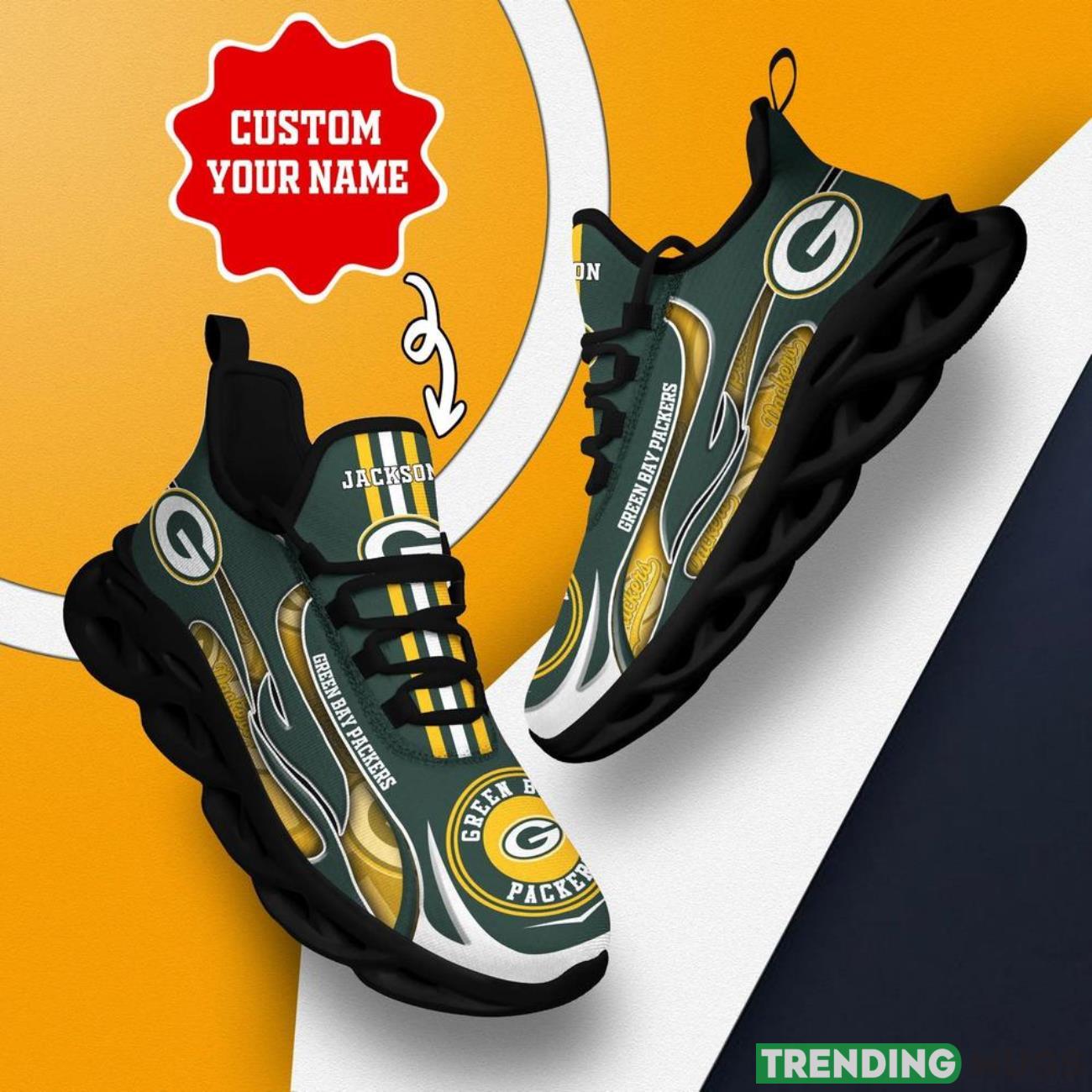 Green Bay Packers NFL Max Soul Shoes Sneakers Personalized Name Gifts For Football Fans Max Soul Green Bay Packers NFL Max Soul Shoes Sneakers Personalized Name Gifts For Football Fans Max Soul