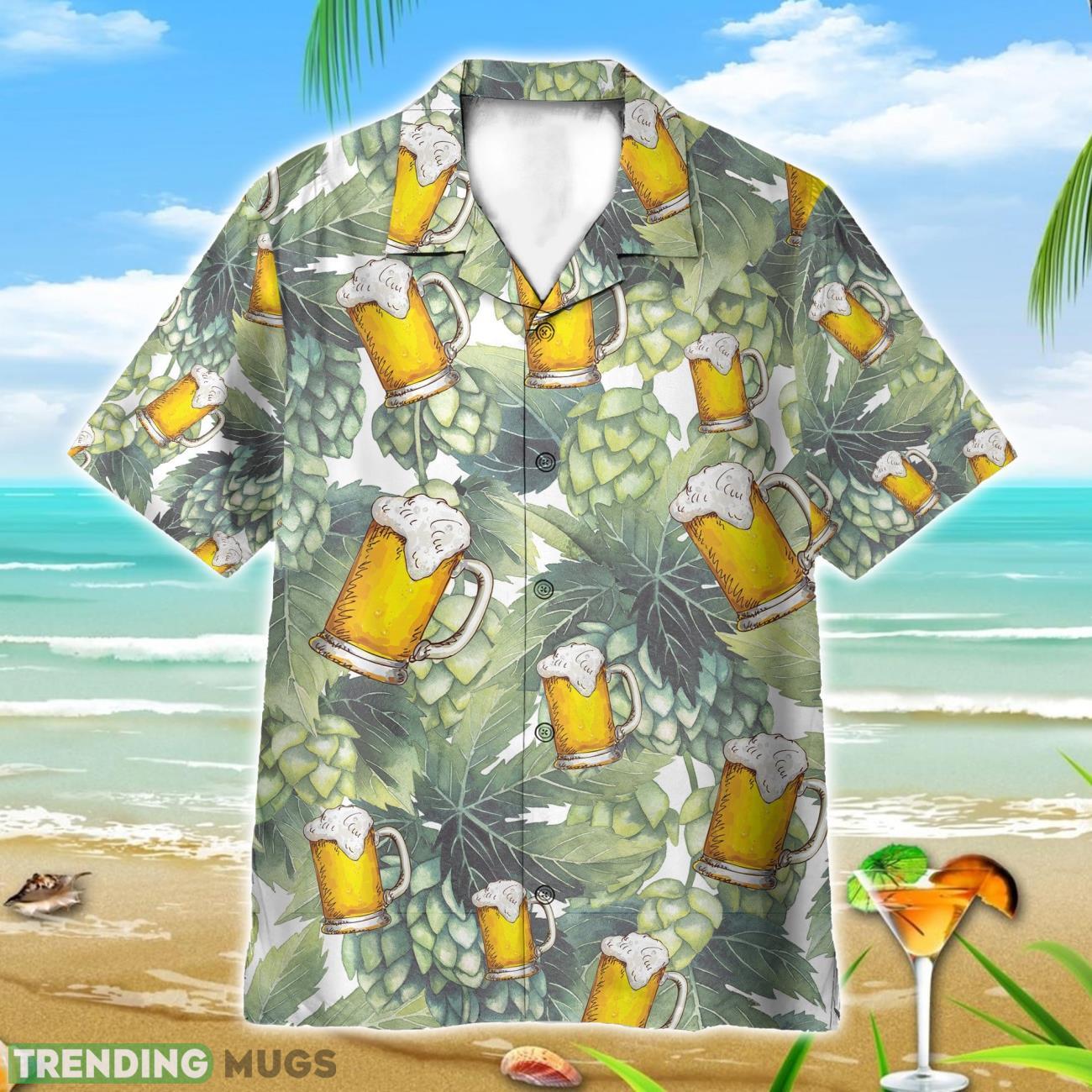Hops And Craft Beer In Tropical Green Leaves AOP Hawaiian Shirt Beach Lover Gift Hawaii Shirt Product Photo 1