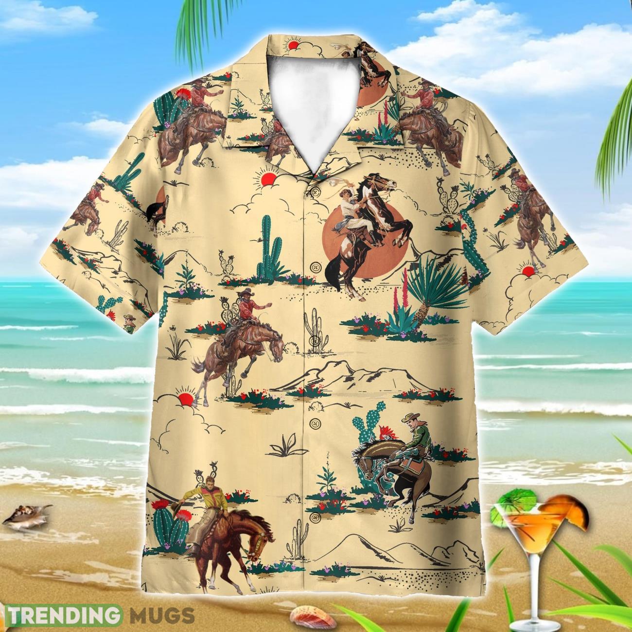 Horse Cowboy In Desert AOP Hawaiian Shirt Beach Lover Gift Hawaii Shirt Product Photo 1