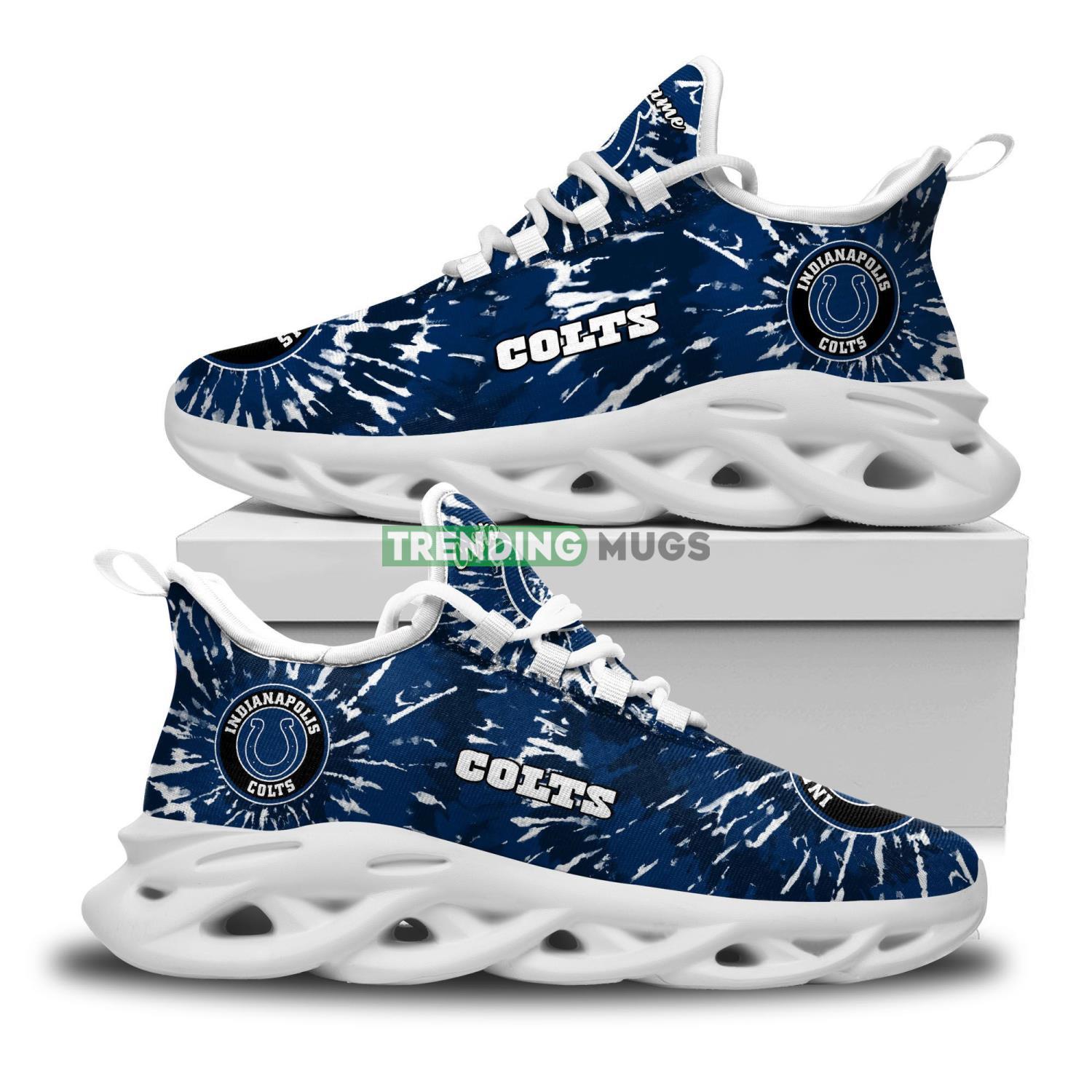 Indianapolis Colts Custom Name Tie Dye Max Soul Sneaker Shoes For Fans For Men Women Max Soul Indianapolis Colts Custom Name Tie Dye Max Soul Sneaker Shoes For Fans For Men Women Max Soul