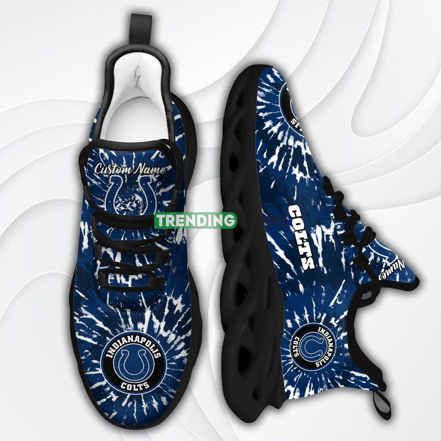 Indianapolis Colts Custom Name Tie Dye Max Soul Sneaker Shoes For Fans For Men Women Max Soul Indianapolis Colts Custom Name Tie Dye Max Soul Sneaker Shoes For Fans For Men Women Max Soul