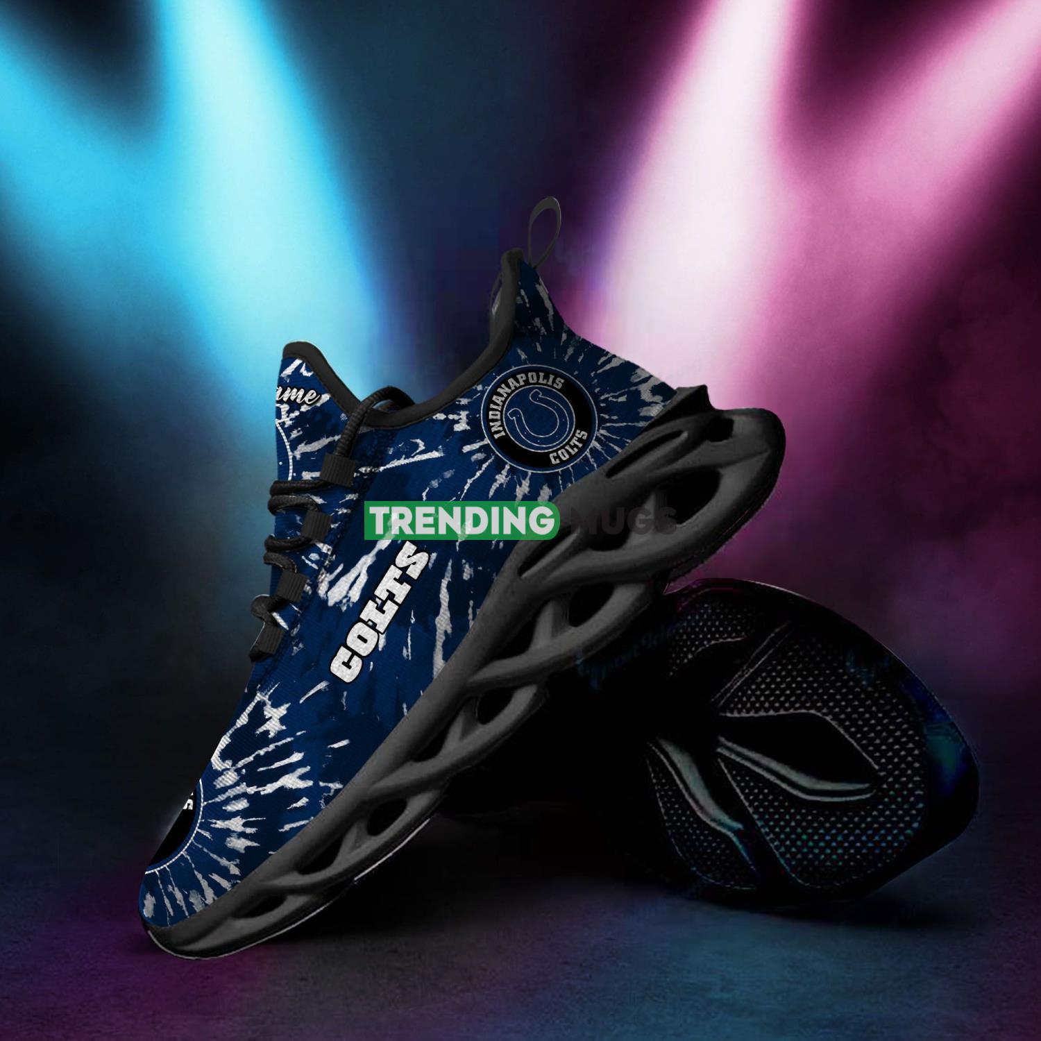 Indianapolis Colts Custom Name Tie Dye Max Soul Sneaker Shoes For Fans For Men Women Max Soul Indianapolis Colts Custom Name Tie Dye Max Soul Sneaker Shoes For Fans For Men Women Max Soul