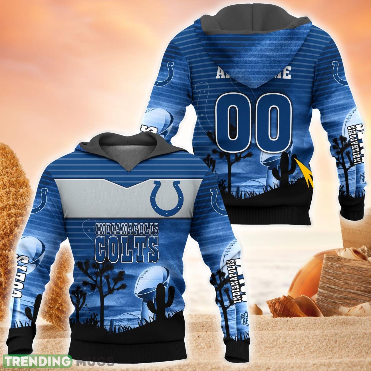 Indianapolis Colts NFL Custom Name And Number 3D Hoodie For Fans Product Photo 1