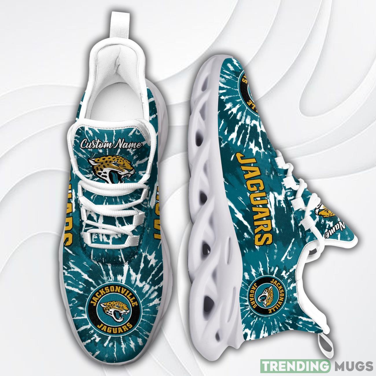 Jacksonville Jaguars Custom Name Tie Dye Max Soul Sneaker Shoes For Fans For Men Women Max Soul Jacksonville Jaguars Custom Name Tie Dye Max Soul Sneaker Shoes For Fans For Men Women Max Soul