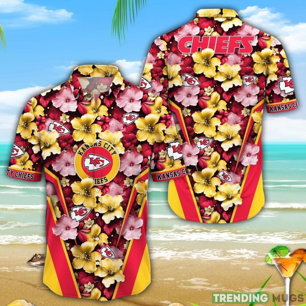 Kansas City Chiefs 3D Hawaiian Shirt Flower Tropical Beach Gift Product Photo 1 Kansas City Chiefs 3D Hawaiian Shirt Flower Tropical Beach Gift Product Photo 1