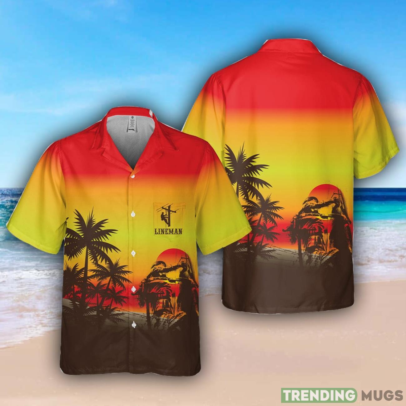 Lineman Sunset Pocket Aloha Hawaiian Shirt Beach Gift Short Sleeve Shirt Product Photo 1 Lineman Sunset Pocket Aloha Hawaiian Shirt Beach Gift Short Sleeve Shirt Product Photo 1