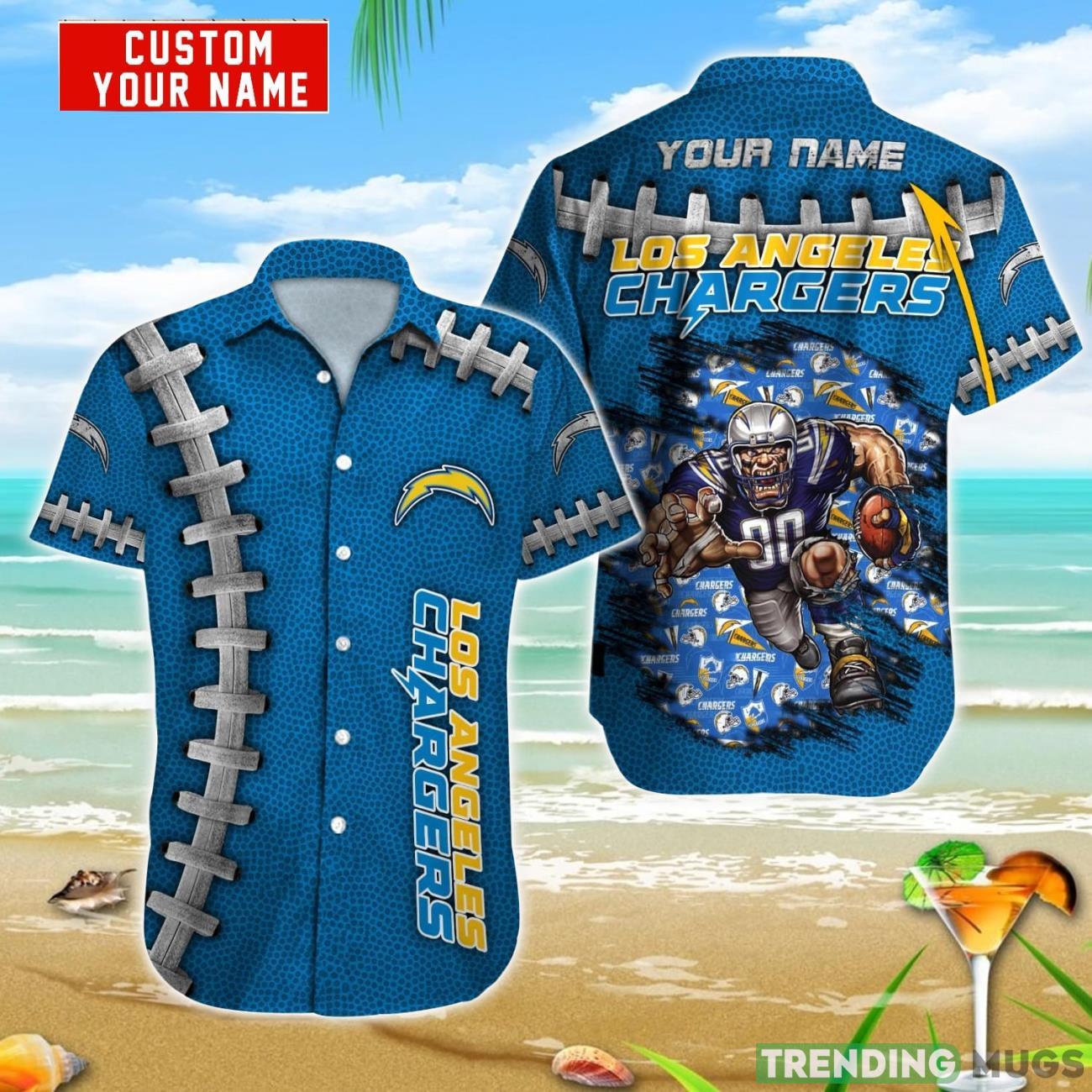 Los Angeles Chargers NFL Custom Name Hawaiian Shirt Aloha Beach Summer Gift For Fans Product Photo 1 Los Angeles Chargers NFL Custom Name Hawaiian Shirt Aloha Beach Summer Gift For Fans Product Photo 1