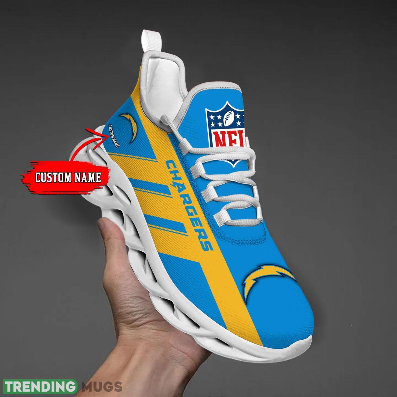 Los Angeles Chargers Running Sneakers NFL Max Soul Shoes Causual Sneakers Running Gift Personalized Name Product Photo 1