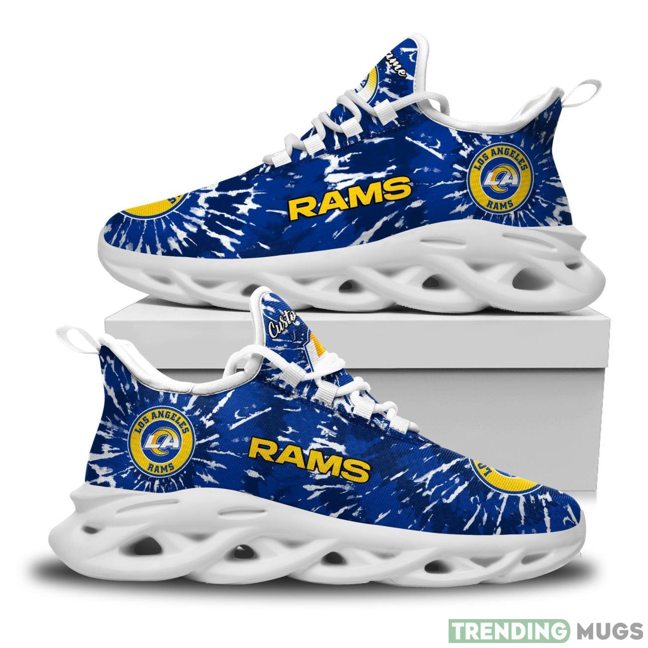 Los Angeles Rams Custom Name Tie Dye Max Soul Sneaker Shoes For Fans For Men Women Max Soul Los Angeles Rams Custom Name Tie Dye Max Soul Sneaker Shoes For Fans For Men Women Max Soul