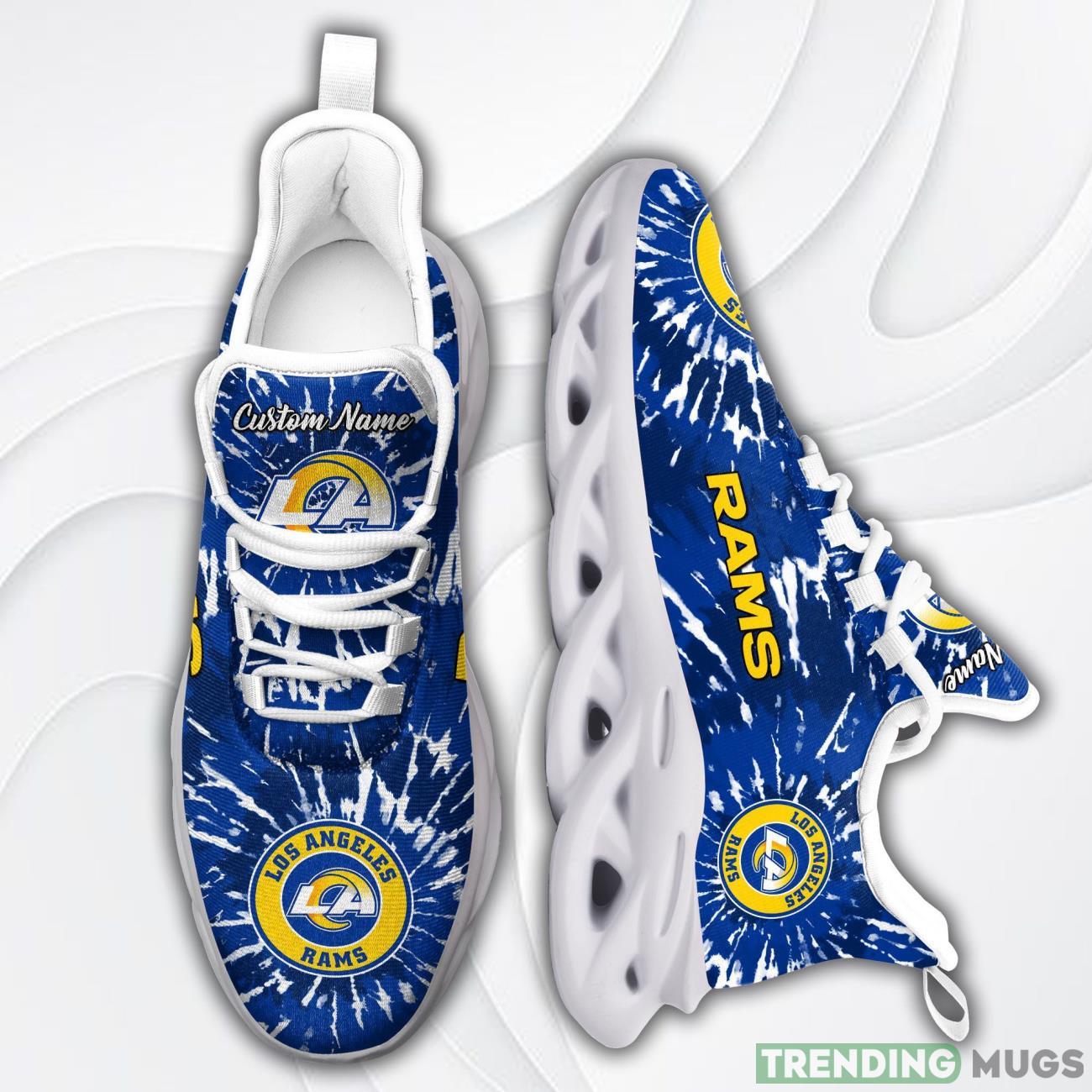 Los Angeles Rams Custom Name Tie Dye Max Soul Sneaker Shoes For Fans For Men Women Max Soul Los Angeles Rams Custom Name Tie Dye Max Soul Sneaker Shoes For Fans For Men Women Max Soul