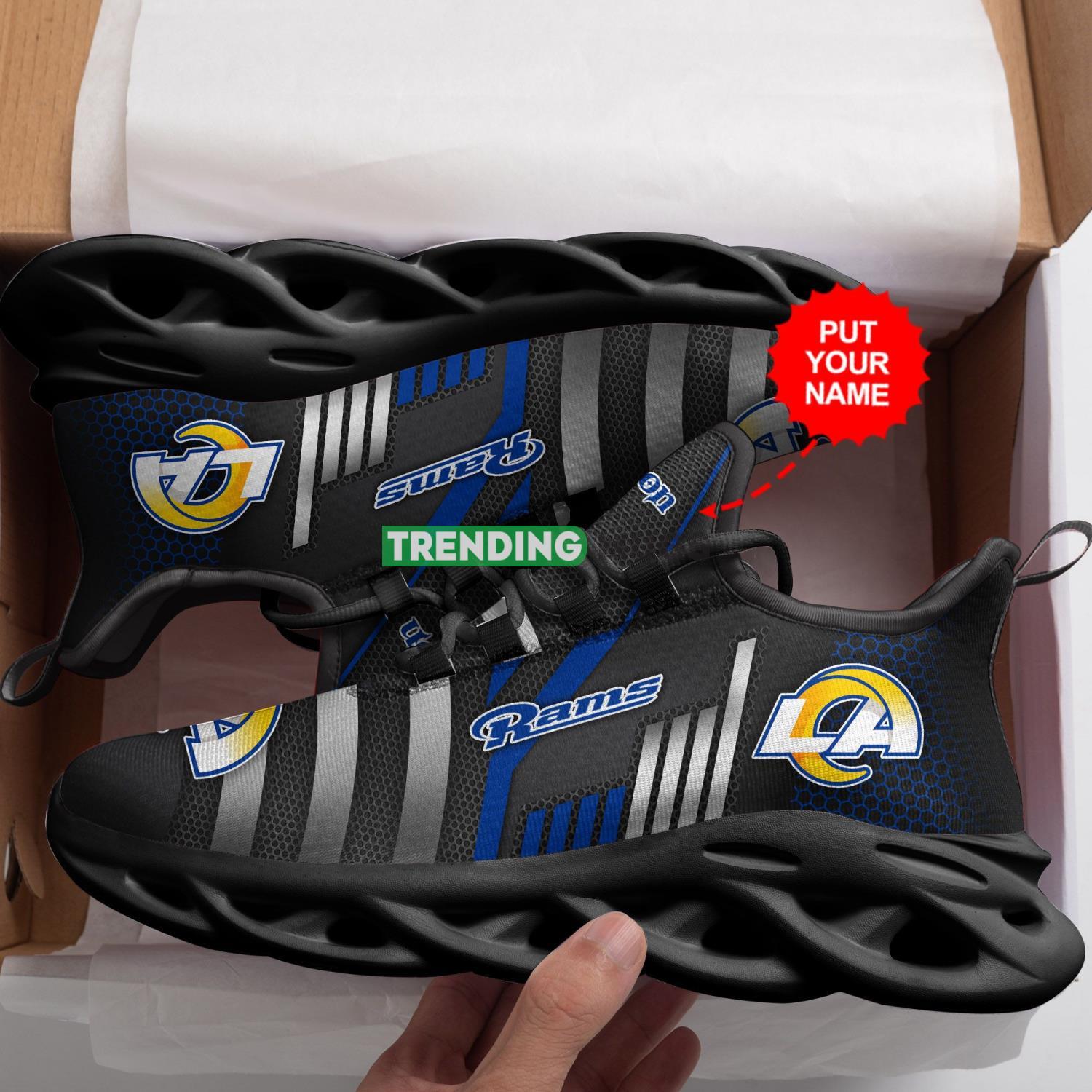 Los Angeles Rams Custom Personalized Max Soul Sneakers Comfortable Men Women Shoes Max Soul Los Angeles Rams Custom Personalized Max Soul Sneakers Comfortable Men Women Shoes Max Soul
