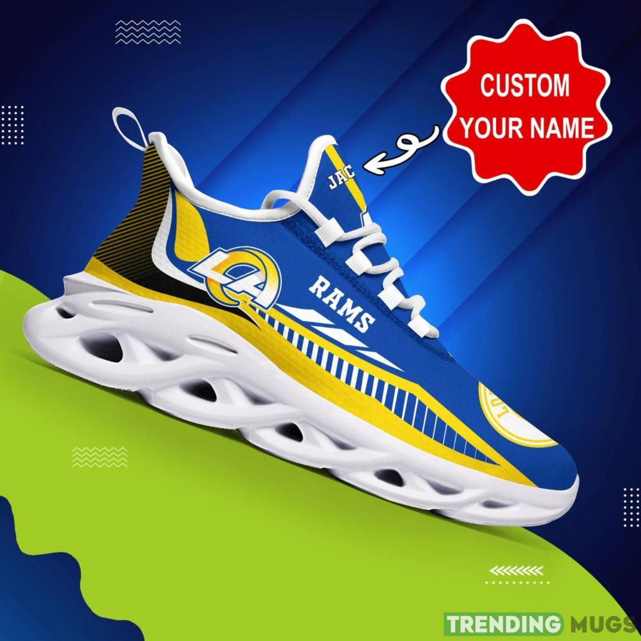 Los Angeles Rams NFL Max Soul Shoes Sneakers Personalized Name Gifts For Football Fans Max Soul Los Angeles Rams NFL Max Soul Shoes Sneakers Personalized Name Gifts For Football Fans Max Soul