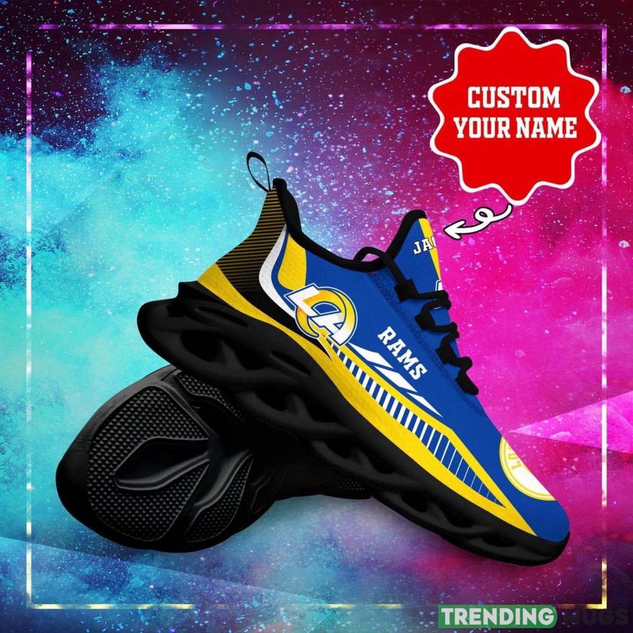Los Angeles Rams NFL Max Soul Shoes Sneakers Personalized Name Gifts For Football Fans Max Soul Los Angeles Rams NFL Max Soul Shoes Sneakers Personalized Name Gifts For Football Fans Max Soul