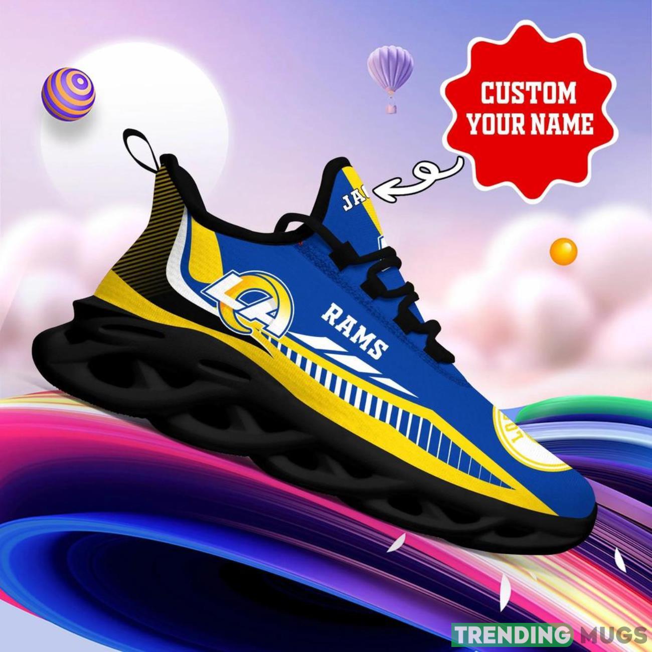 Los Angeles Rams NFL Max Soul Shoes Sneakers Personalized Name Gifts For Football Fans Max Soul Los Angeles Rams NFL Max Soul Shoes Sneakers Personalized Name Gifts For Football Fans Max Soul