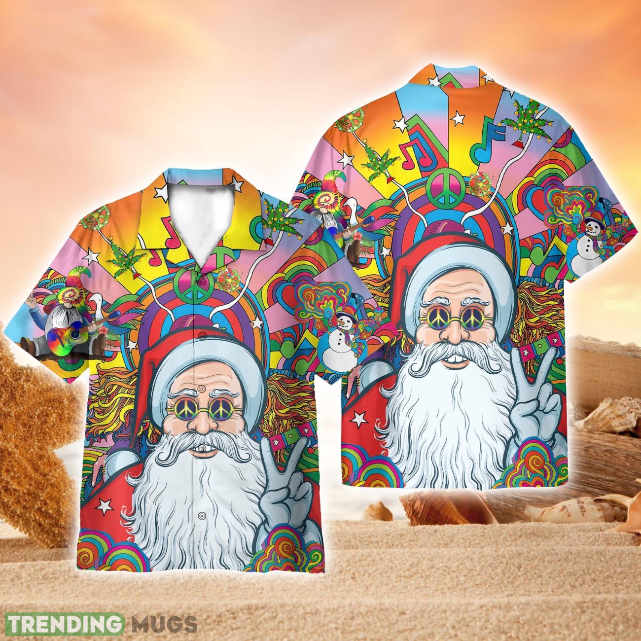 Merry Peacemas Santa Claus Hippie 3D Hawaiian Shirt Holiday Gift Product Photo 1 Merry Peacemas Santa Claus Hippie 3D Hawaiian Shirt Holiday Gift Product Photo 1