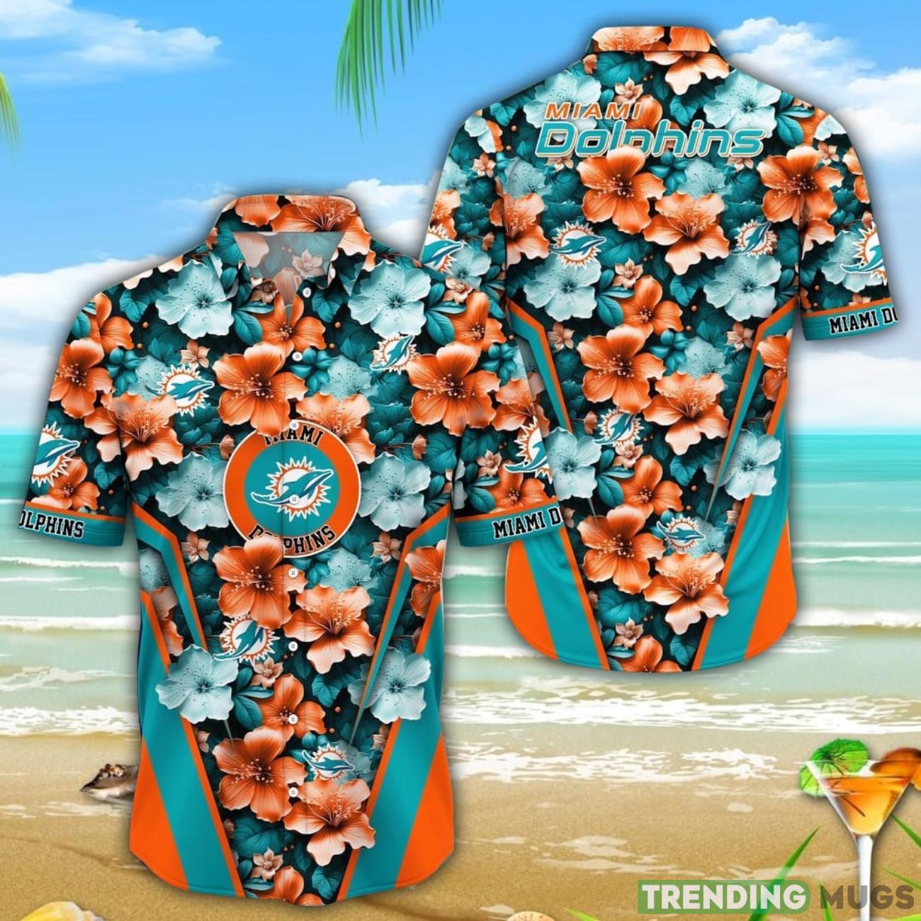 Miami Dolphins 3D Hawaiian Shirt Flower Tropical Beach Gift Product Photo 1 Miami Dolphins 3D Hawaiian Shirt Flower Tropical Beach Gift Product Photo 1