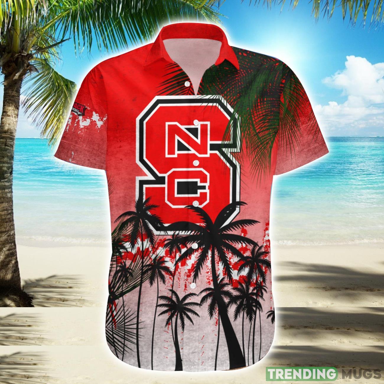 NC State Wolfpack Hawaiian Shirt Summer Gift Coconut Tree Tropical Grunge Pattern For NCAA Fans Product Photo 1