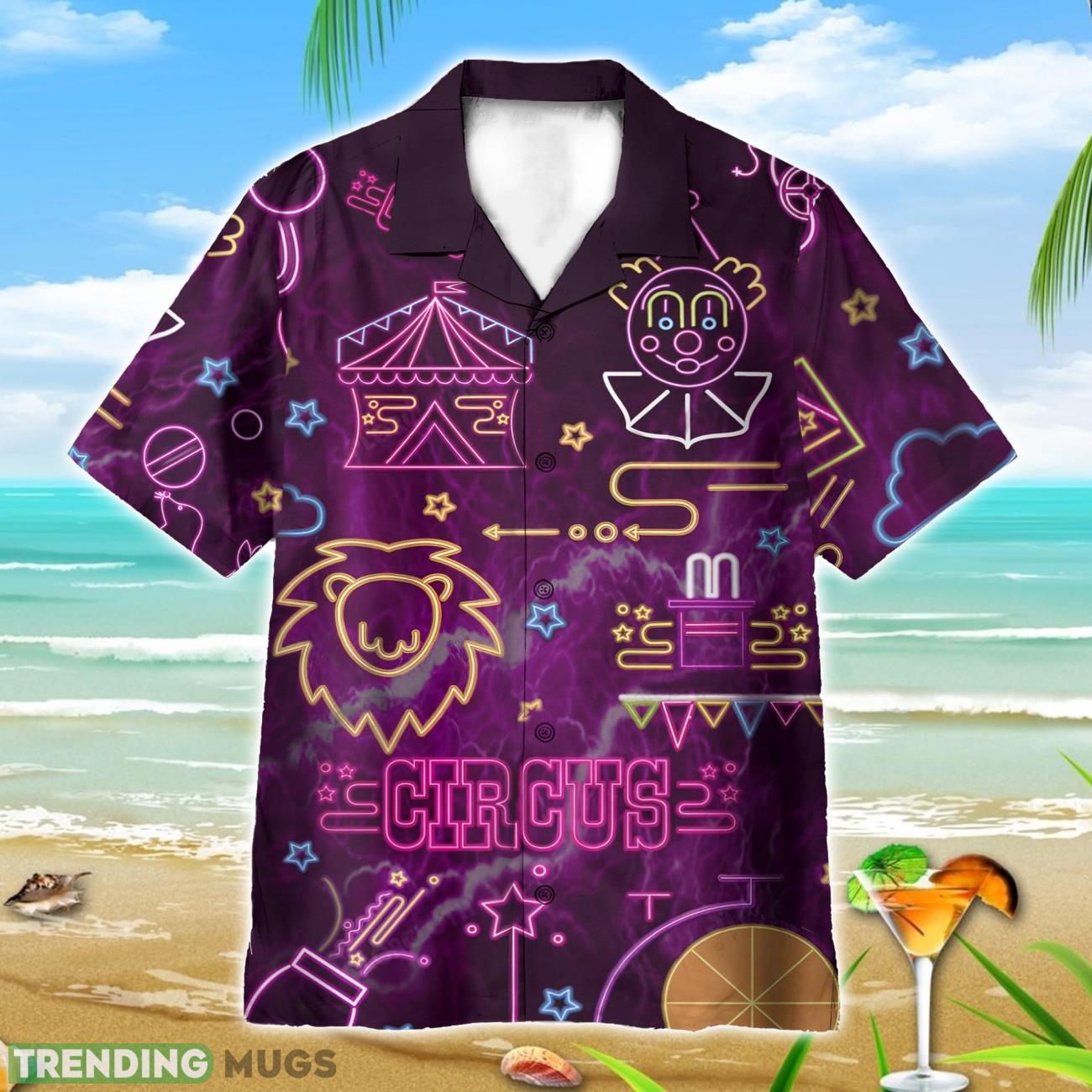 Neon Circus Funny Button's Up Shirts 3D Hawaiian Shirt Summer Vaction Gift Product Photo 1