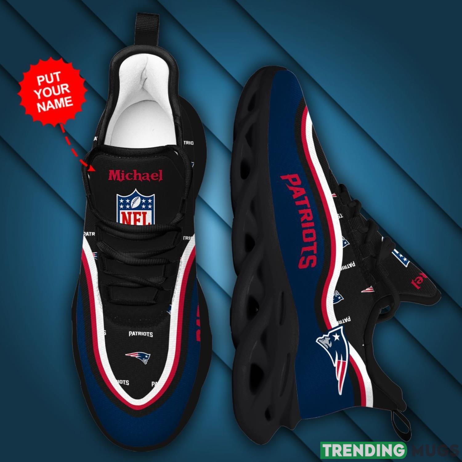New England Patriots Custom Personalized Max Soul Sneakers Running Sports Custom Name Football Fans Sneakers Max Soul New England Patriots Custom Personalized Max Soul Sneakers Running Sports Custom Name Football Fans Sneakers Max Soul