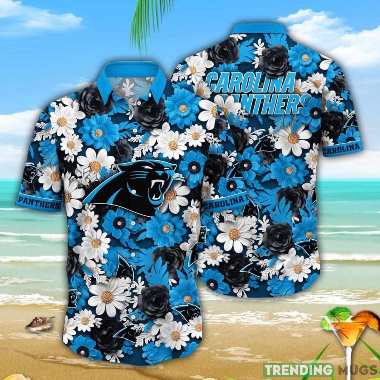 NFL Carolina Panthers Summer Beach Shirt Flower Sunny Hawaiian Shirt Product Photo 1 NFL Carolina Panthers Summer Beach Shirt Flower Sunny Hawaiian Shirt Product Photo 1