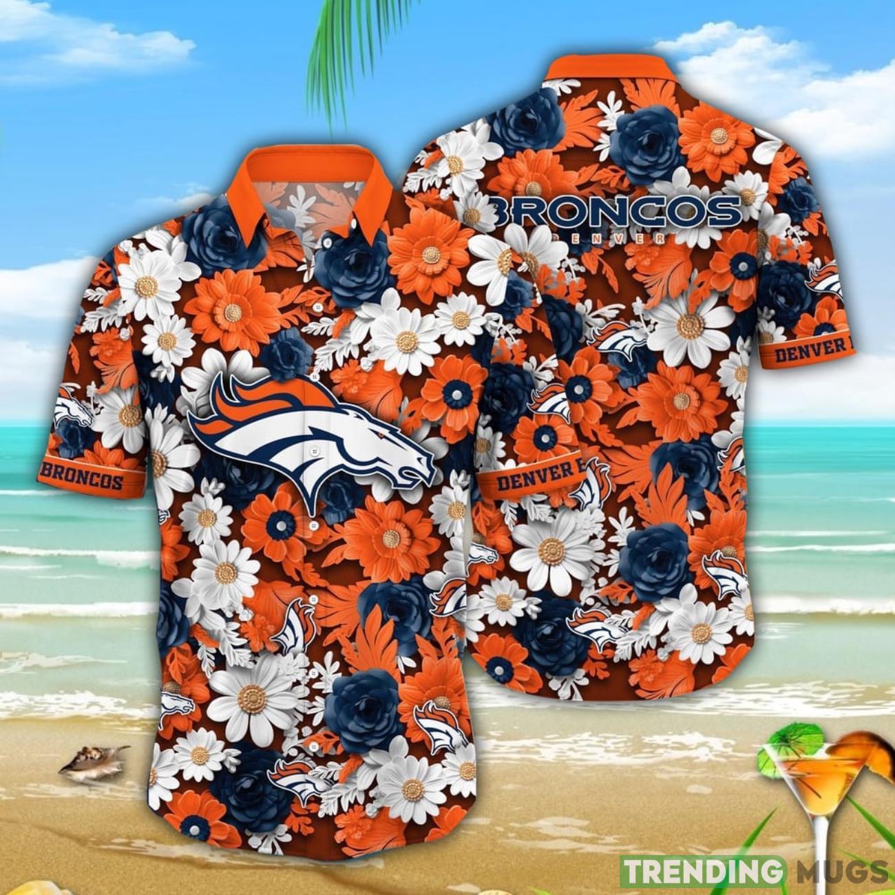NFL Denver Broncos Summer Beach Shirt Flower Sunny Hawaiian Shirt Product Photo 1 NFL Denver Broncos Summer Beach Shirt Flower Sunny Hawaiian Shirt Product Photo 1