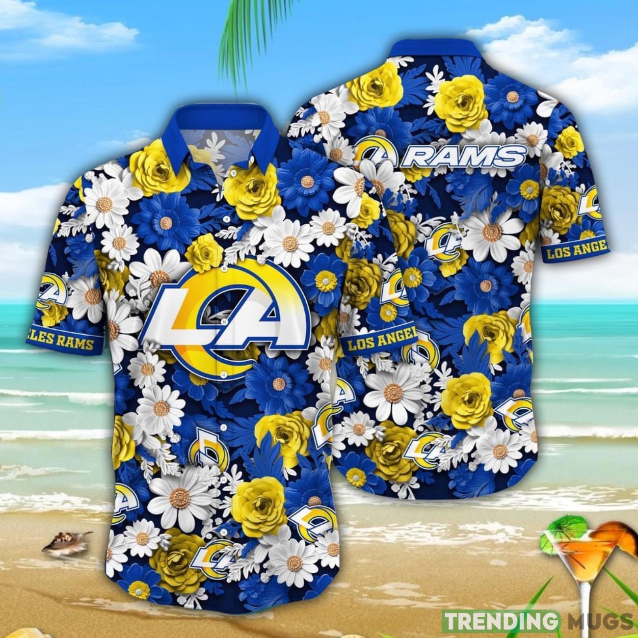 NFL Los Angeles Rams Summer Beach Shirt Flower Sunny Hawaiian Shirt Product Photo 1 NFL Los Angeles Rams Summer Beach Shirt Flower Sunny Hawaiian Shirt Product Photo 1