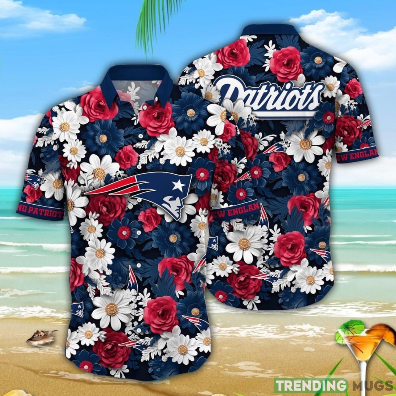 NFL New England Patriots Summer Beach Shirt Flower Sunny Hawaiian Shirt Product Photo 1 NFL New England Patriots Summer Beach Shirt Flower Sunny Hawaiian Shirt Product Photo 1