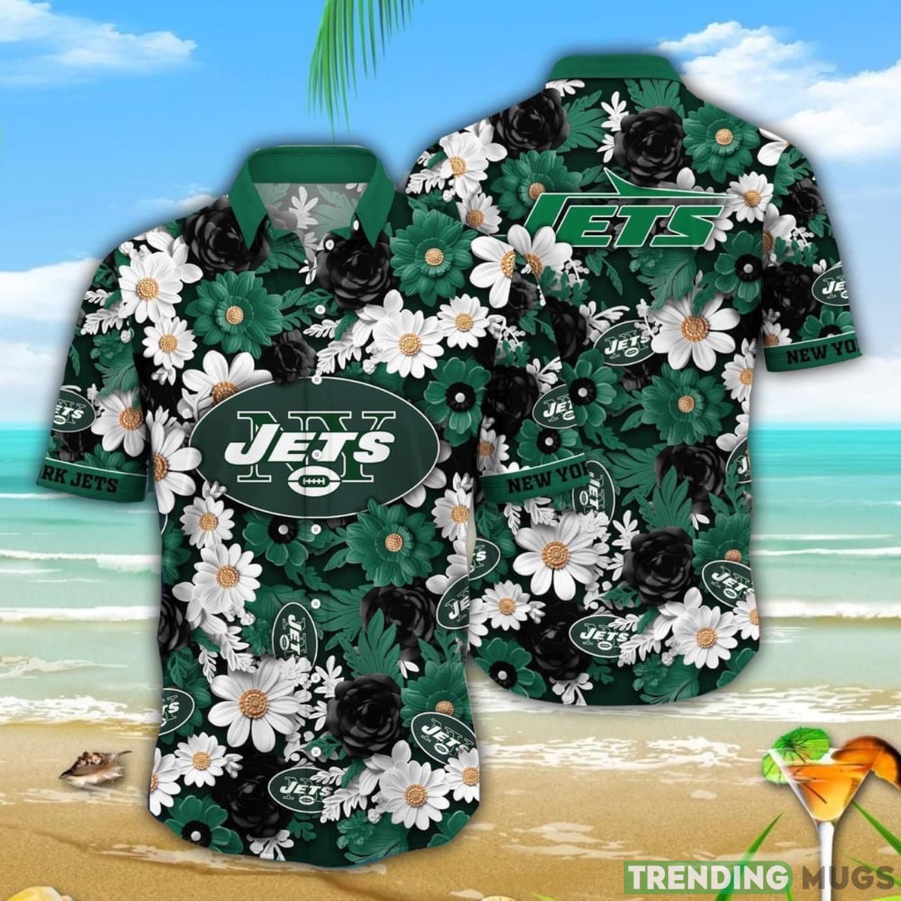 NFL New York Jets Summer Beach Shirt Flower Sunny Hawaiian Shirt Product Photo 1 NFL New York Jets Summer Beach Shirt Flower Sunny Hawaiian Shirt Product Photo 1