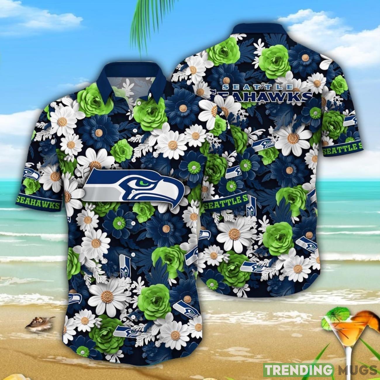 NFL Seattle Seahawks Summer Beach Shirt Flower Sunny Hawaiian Shirt Product Photo 1 NFL Seattle Seahawks Summer Beach Shirt Flower Sunny Hawaiian Shirt Product Photo 1
