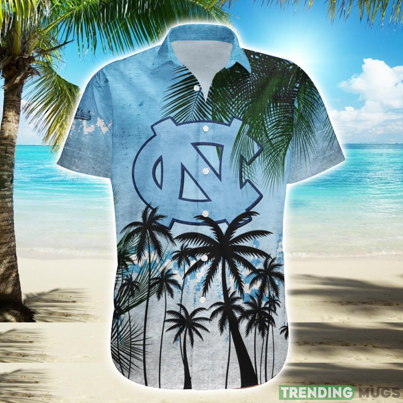 North Carolina Tar Heels Hawaiian Shirt Summer Gift Coconut Tree Tropical Grunge Pattern For NCAA Fans Product Photo 1
