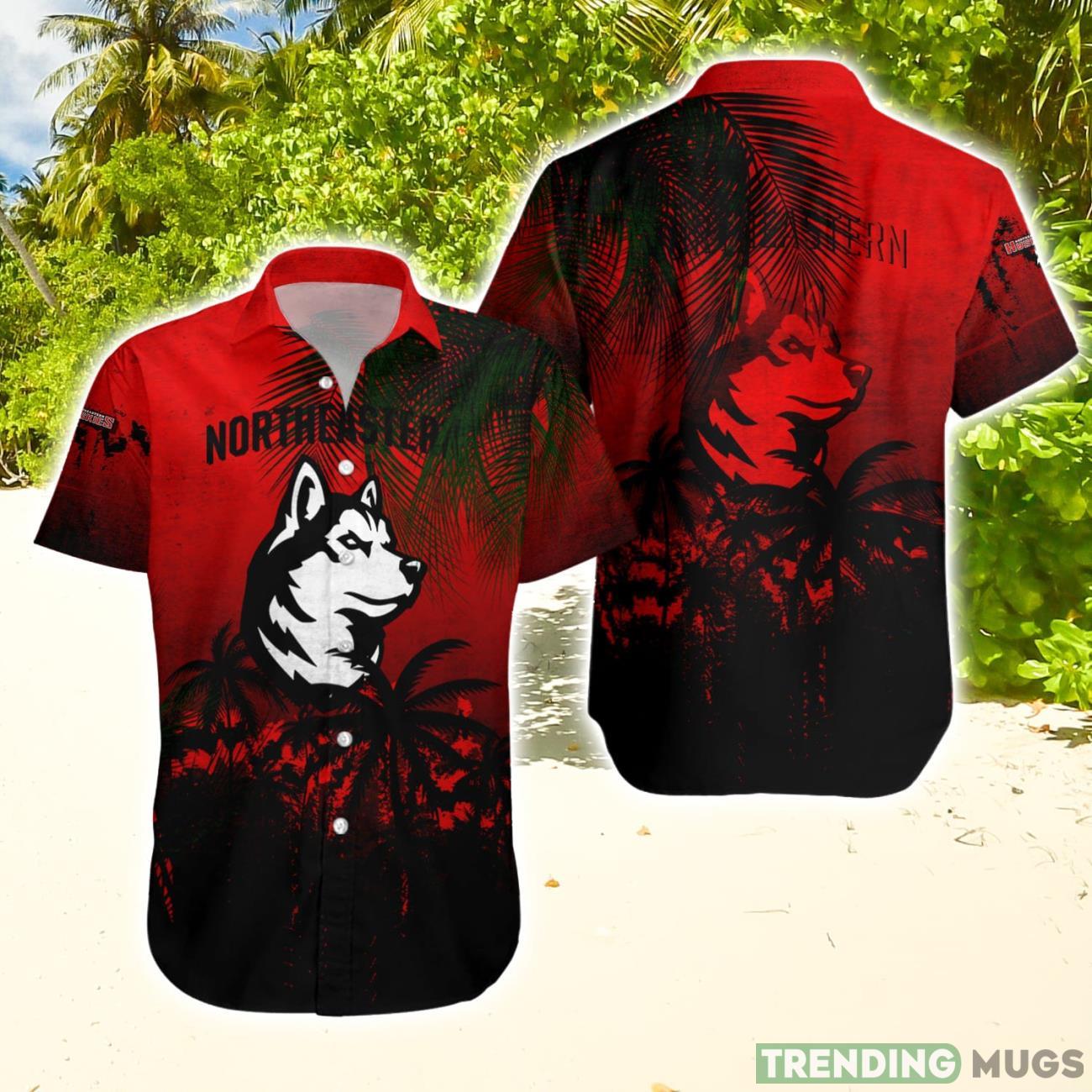 Northeastern Huskies Hawaiian Shirt Summer Gift Coconut Tree Tropical Grunge Pattern For NCAA Fans Hawaiian Shirt Northeastern Huskies Hawaiian Shirt Summer Gift Coconut Tree Tropical Grunge Pattern For NCAA Fans Hawaiian Shirt