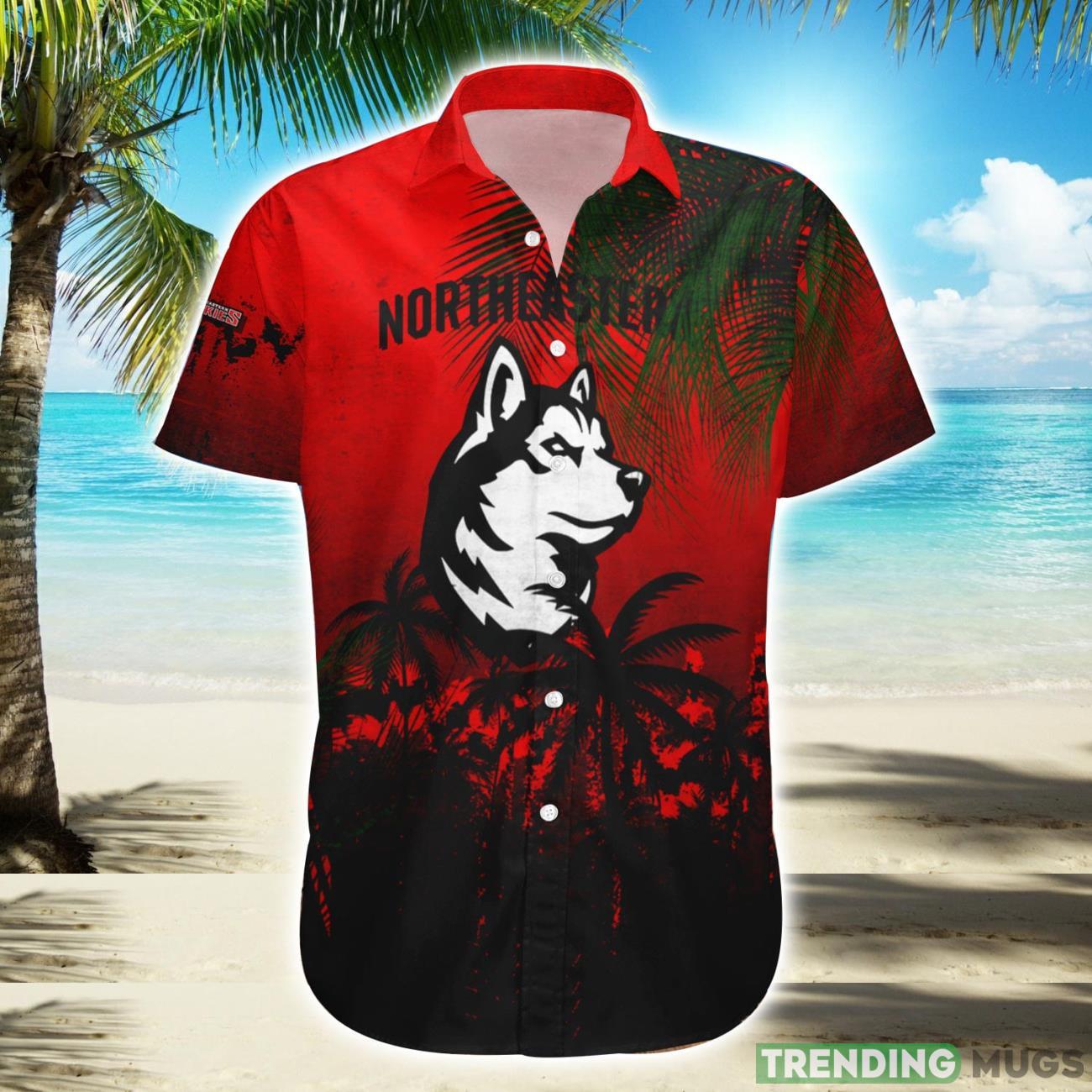 Northeastern Huskies Hawaiian Shirt Summer Gift Coconut Tree Tropical Grunge Pattern For NCAA Fans Product Photo 1 Northeastern Huskies Hawaiian Shirt Summer Gift Coconut Tree Tropical Grunge Pattern For NCAA Fans Product Photo 1
