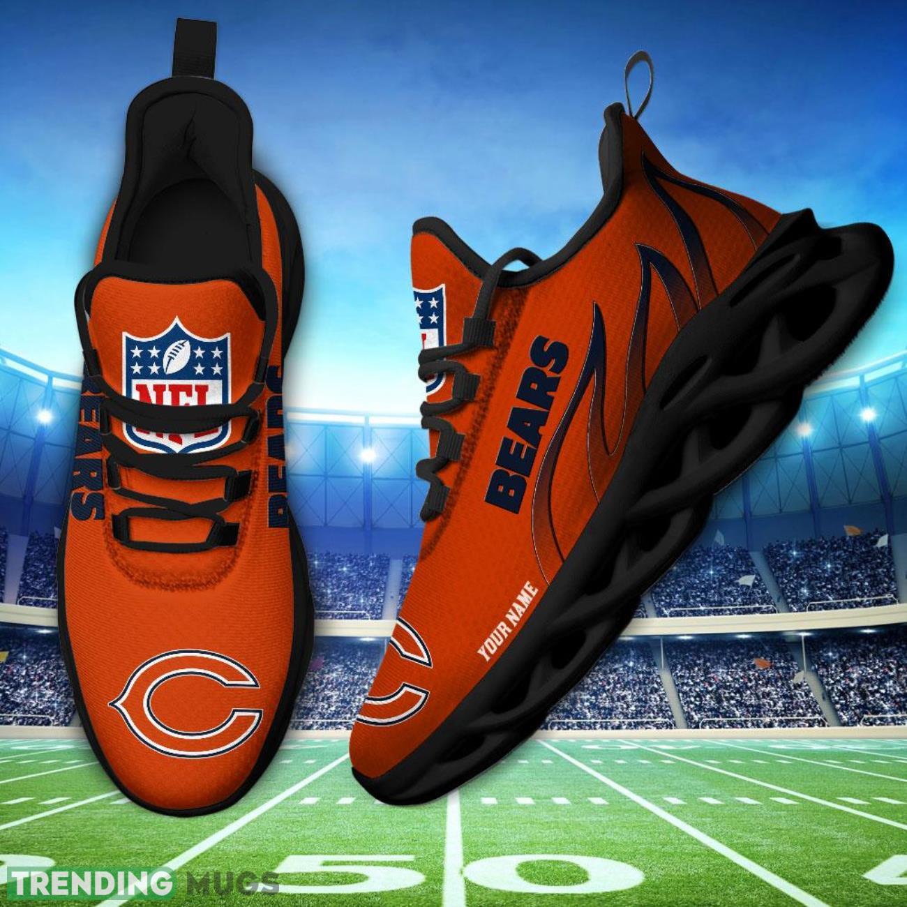 Running Sneakers NFL Chicago Bears Fire Pattern Personalized Name Max Soul Shoes Sneakers Max Soul Running Sneakers NFL Chicago Bears Fire Pattern Personalized Name Max Soul Shoes Sneakers Max Soul