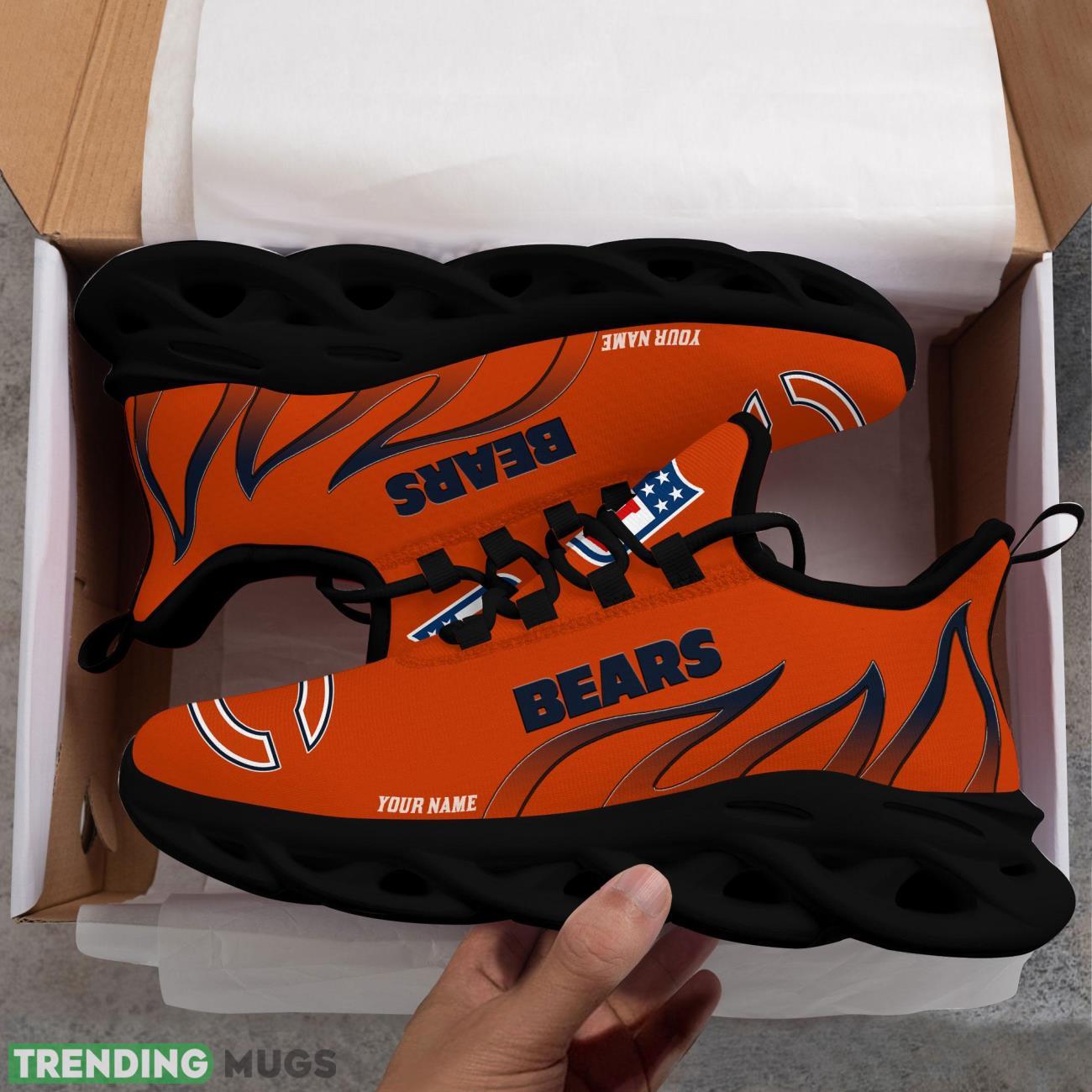 Running Sneakers NFL Chicago Bears Fire Pattern Personalized Name Max Soul Shoes Sneakers Max Soul Running Sneakers NFL Chicago Bears Fire Pattern Personalized Name Max Soul Shoes Sneakers Max Soul