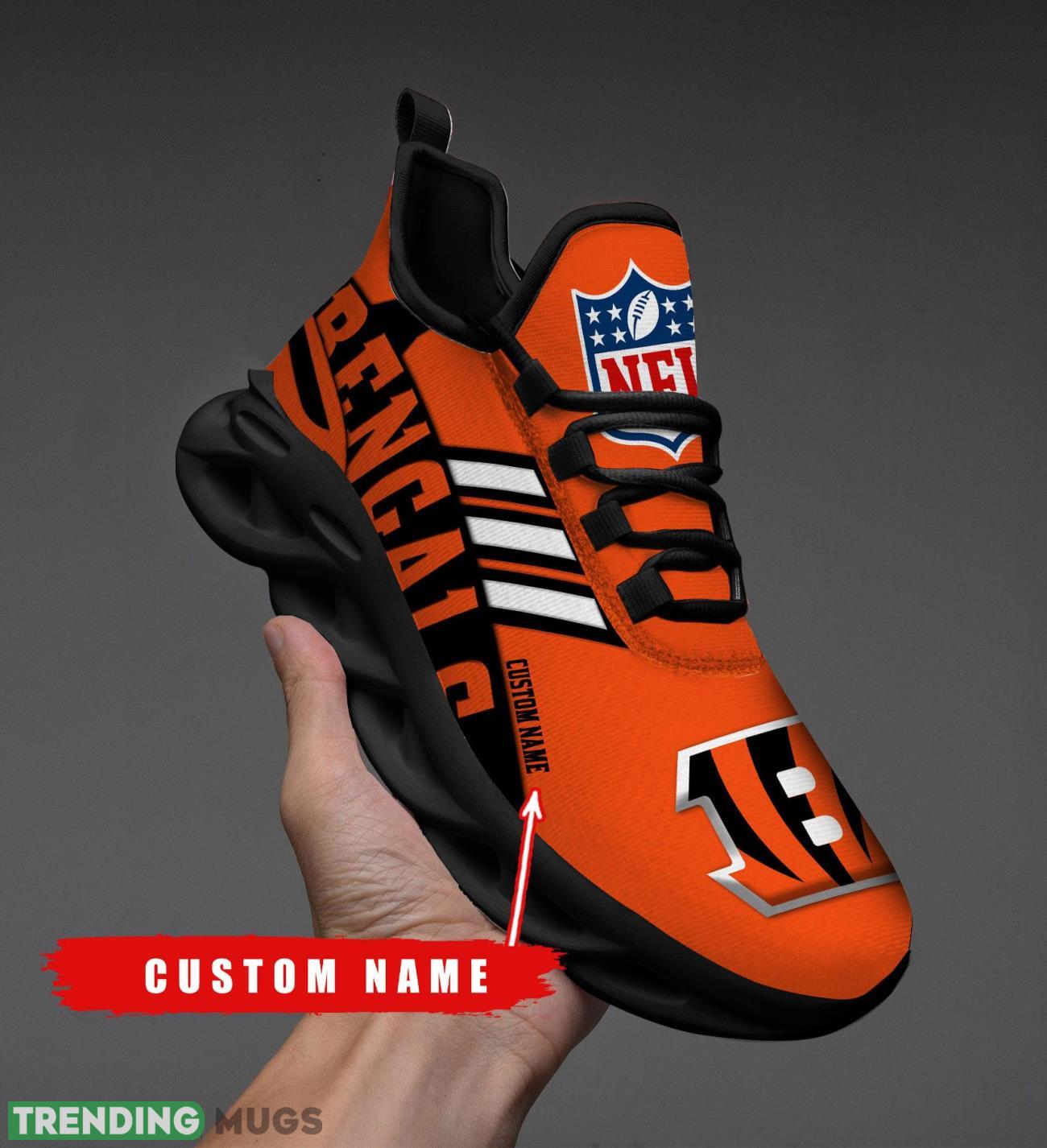 Running Sneakers NFL Cincinnati Bengals Big Logo Striped Style Personalized Name Max Soul Shoes Sneakers Max Soul Running Sneakers NFL Cincinnati Bengals Big Logo Striped Style Personalized Name Max Soul Shoes Sneakers Max Soul