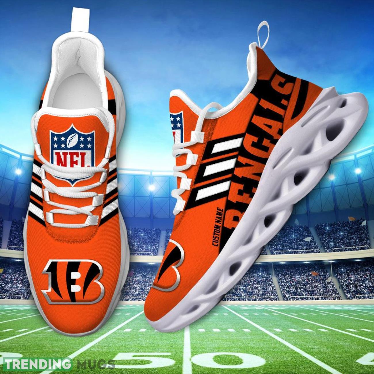 Running Sneakers NFL Cincinnati Bengals Big Logo Striped Style Personalized Name Max Soul Shoes Sneakers Max Soul Running Sneakers NFL Cincinnati Bengals Big Logo Striped Style Personalized Name Max Soul Shoes Sneakers Max Soul